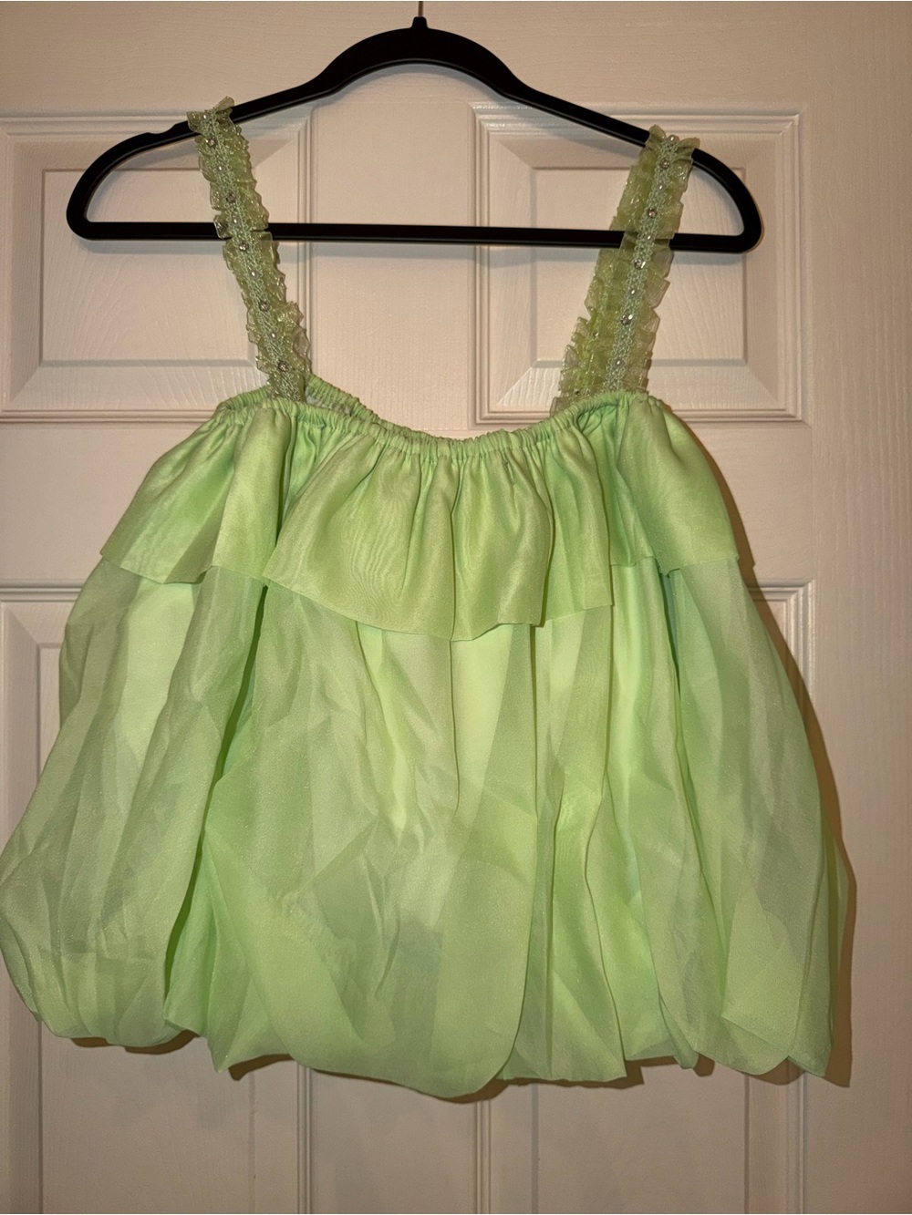 Green Ruffle Strap Bubble top - Picture 2 of 5